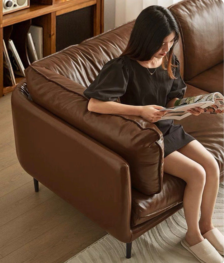 DRIANNA Modern Waxed Leather Sofa
