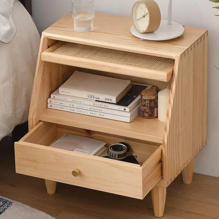 WINSEN Rattan Drawer Nightstand