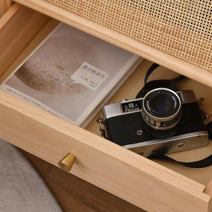 WINSEN Rattan Drawer Nightstand
