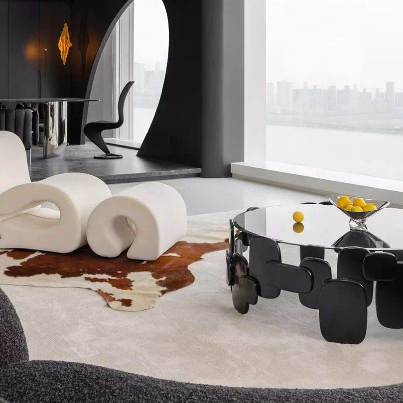 MAZOA Modern Round Glass Coffee Table