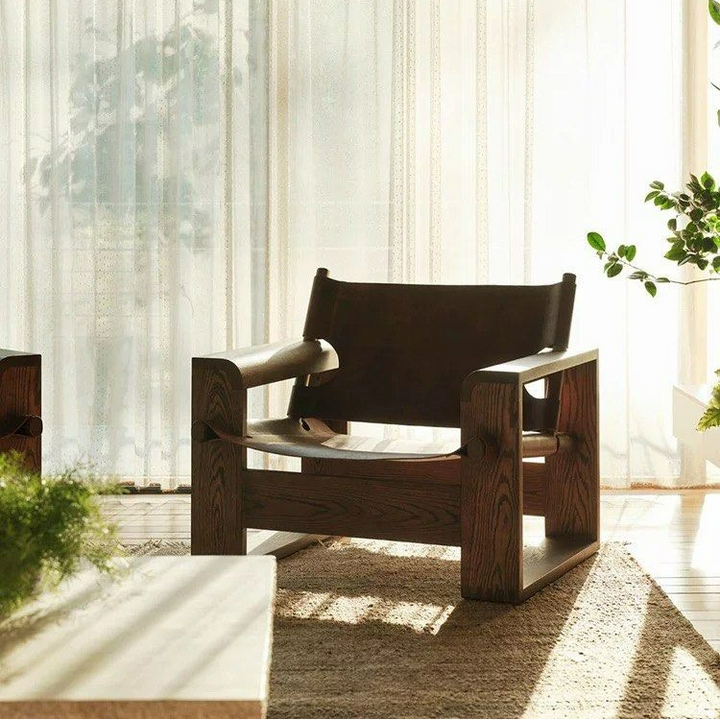 MICHAEL Rustic Solid Wood Lounge Chair