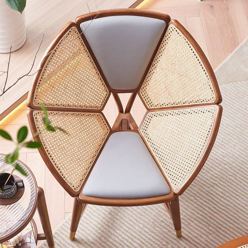 ZEIE Vintage Rattan Lounge Chair