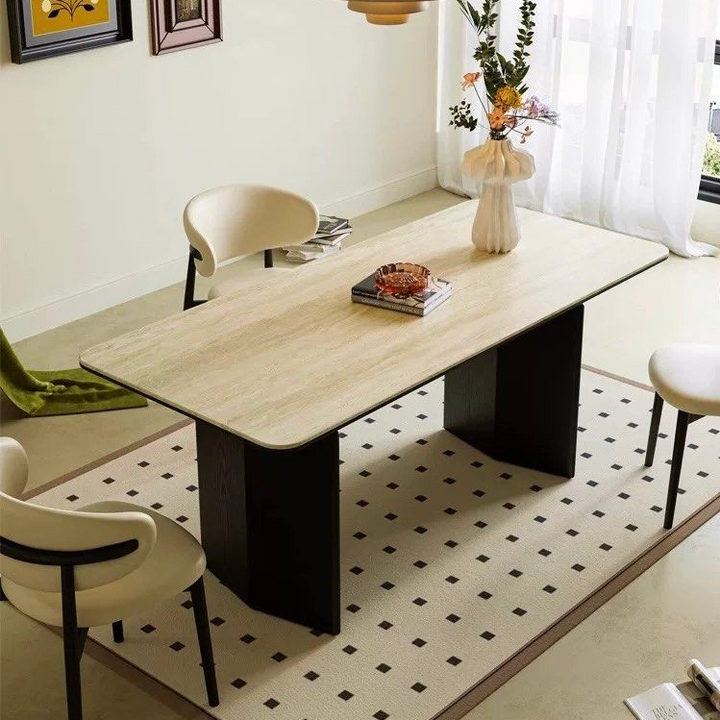 QUERIDA Modern Travertine Dining Table